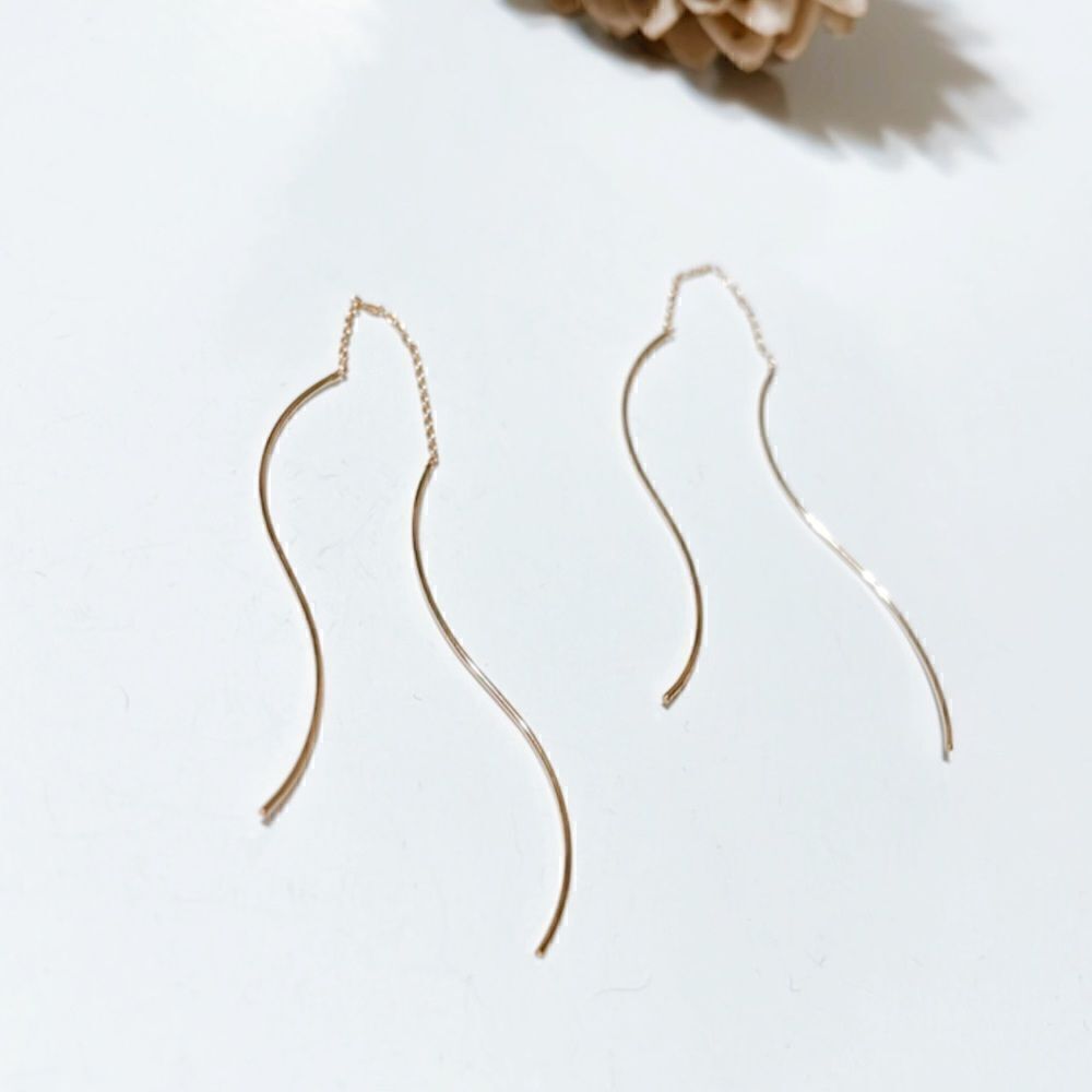 Thread earrings in gold M94 - Picture 3 of 6
